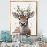 Cute Baby Fawn With Floral Crown - Deer Wall Art Prints