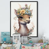 Cute Baby Dinosaur With Floral Crown - Dinosaur Laundry Framed Canvas Art