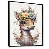 Cute Baby Dinosaur With Floral Crown - Dinosaur Laundry Framed Canvas Art