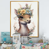 Cute Baby Dinosaur With Floral Crown - Dinosaur Laundry Framed Canvas Art