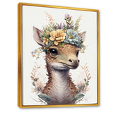 Cute Baby Dinosaur With Floral Crown - Dinosaur Laundry Framed Canvas Art