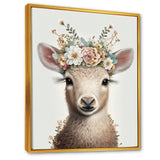 Cute Baby Sheep With Floral Crown - Sheep Living Room Wall Art