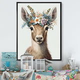 Cute Baby Goat With Floral Crown - Goat Canvas Wall Art