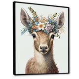 Cute Baby Goat With Floral Crown - Goat Canvas Wall Art