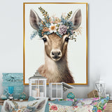 Cute Baby Goat With Floral Crown - Goat Canvas Wall Art