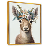 Cute Baby Goat With Floral Crown - Goat Canvas Wall Art