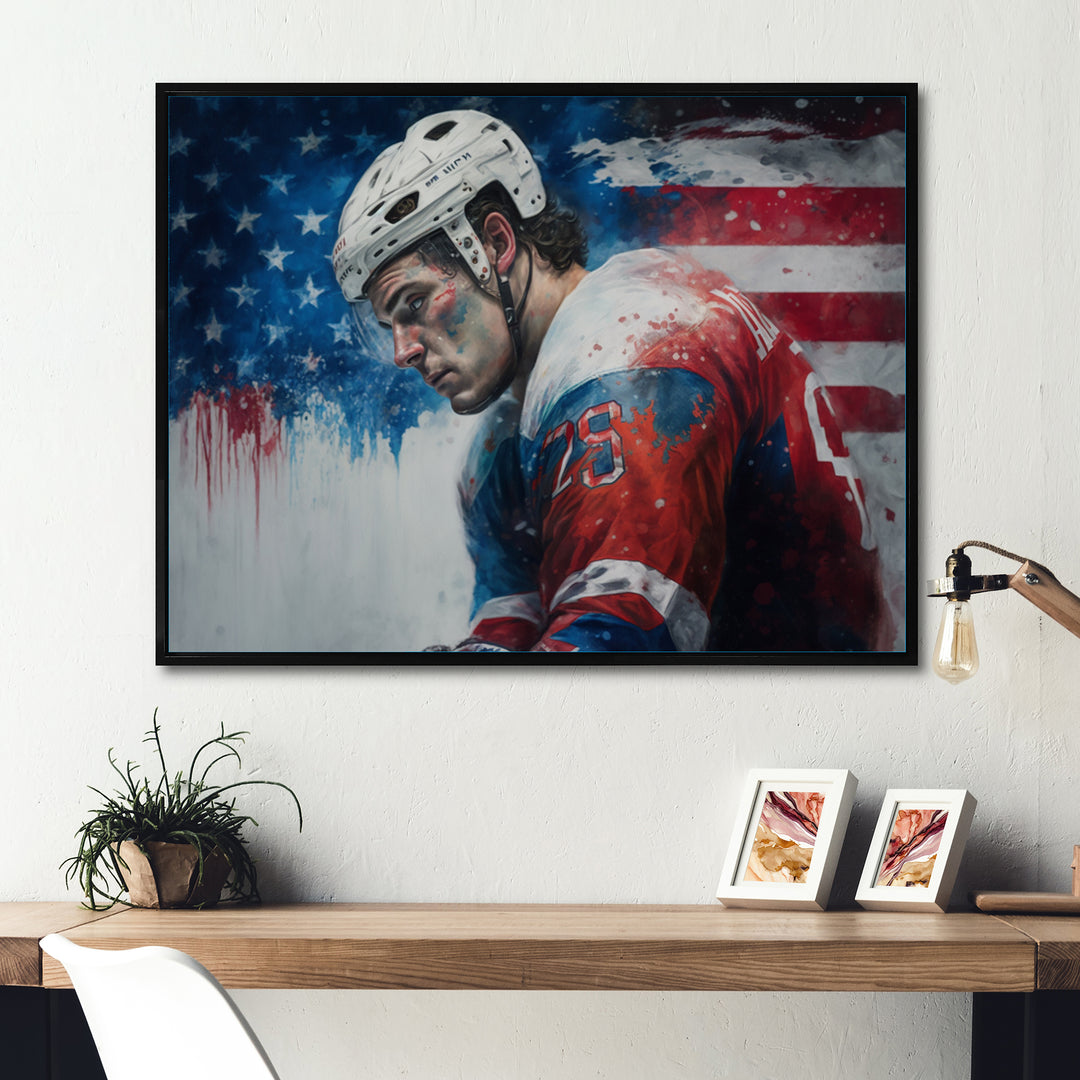 Hockey Player On Break I - Sport Hockey Canvas Wall Art