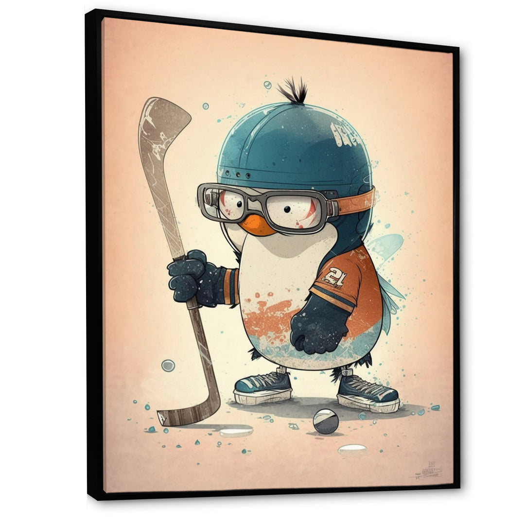 Anime Hockey Penguin - Sport Hockey Canvas Wall Art