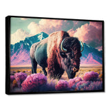 Buffalo With Landscape - Buffalo Large Canvas Wall Art