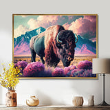 Buffalo With Landscape - Buffalo Large Canvas Wall Art