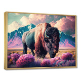 Buffalo With Landscape - Buffalo Large Canvas Wall Art