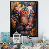Tiger Tattoo With Flowers - Tiger Large Canvas Wall Art