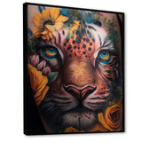 Tiger Tattoo With Flowers - Tiger Large Canvas Wall Art