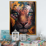 Tiger Tattoo With Flowers - Tiger Large Canvas Wall Art