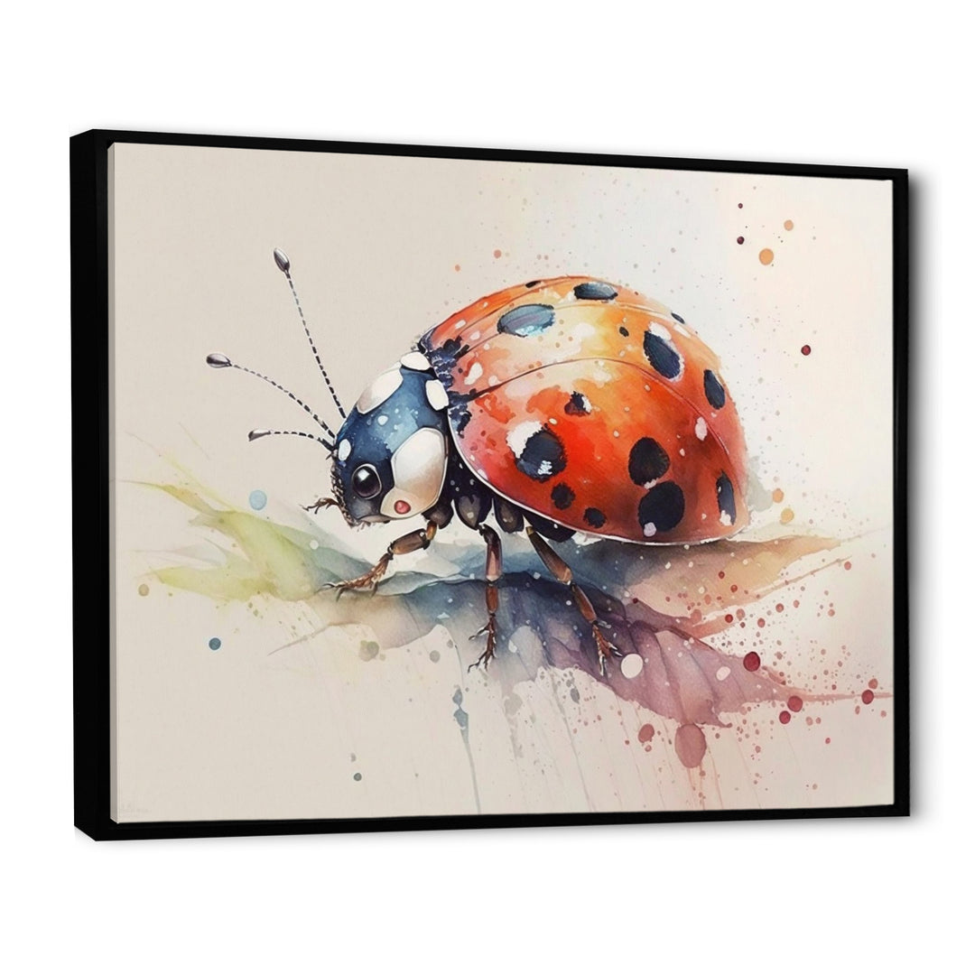Ladybug On A Leaf Watercolor - Ladybug Living Room Wall Art