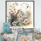 Mouse In Crib With Flowers - Mouse Wall Art Prints