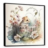 Mouse In Crib With Flowers - Mouse Wall Art Prints