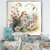 Mouse In Crib With Flowers - Mouse Wall Art Prints