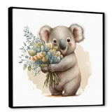 Koala Bear Holding Flowers - Koala Large Canvas Wall Art