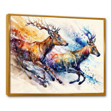 Deers Running - Brown Deer Wall Art