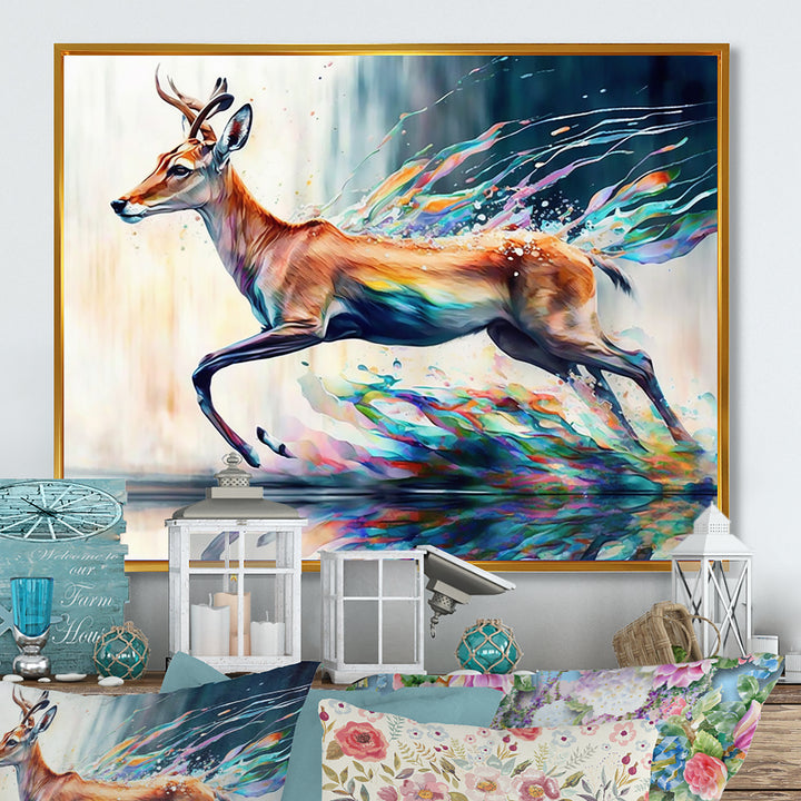 Deer In The Wild - Deer Large Canvas Wall Art