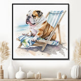 Dog Laying On The Beach - Dog Canvas Wall Art