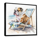 Dog Laying On The Beach - Dog Canvas Wall Art