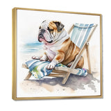 Dog Laying On The Beach - Dog Canvas Wall Art