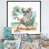 Koala With Sunglasses On The Beach - Gray Koala Wall Art
