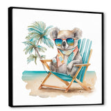 Koala With Sunglasses On The Beach - Gray Koala Wall Art