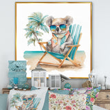 Koala With Sunglasses On The Beach - Gray Koala Wall Art
