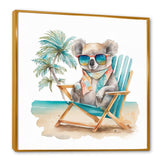 Koala With Sunglasses On The Beach - Gray Koala Wall Art