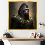 Gorilla In Military Uniform Portrait - Gorilla Canvas Wall Art