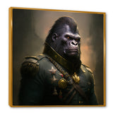 Gorilla In Military Uniform Portrait - Gorilla Canvas Wall Art