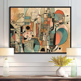 Golden Mid Century Boho Drawing - Abstract Canvas Wall Art