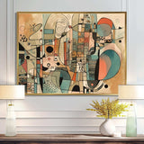 Golden Mid Century Boho Drawing - Abstract Canvas Wall Art