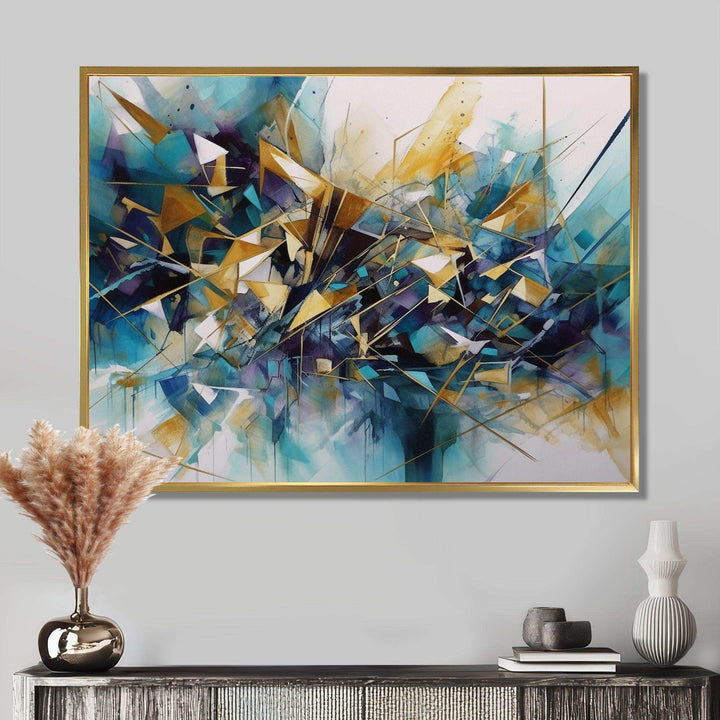 Golden Explosion Triangles III - Abstract Canvas Wall Art