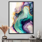 Green Purple Abstract Geode - Abstract Canvas Wall Art