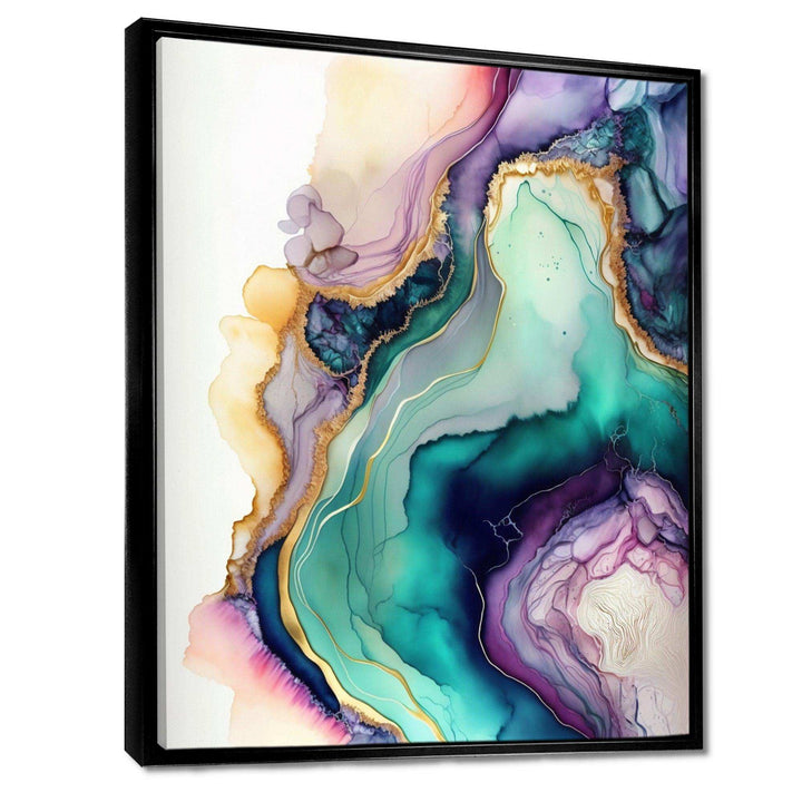 Green Purple Abstract Geode - Abstract Canvas Wall Art