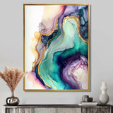 Green Purple Abstract Geode - Abstract Canvas Wall Art