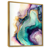 Green Purple Abstract Geode - Abstract Canvas Wall Art