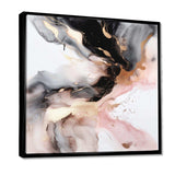 Pink Black Textured Splash Marble I - Abstract Canvas Wall Art