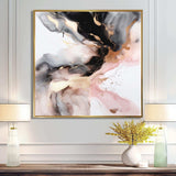 Pink Black Textured Splash Marble I - Abstract Canvas Wall Art