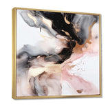 Pink Black Textured Splash Marble I - Abstract Canvas Wall Art