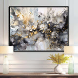 Grey Gold Delicate Abstract Brushstrokes II - Abstract Canvas Wall Art