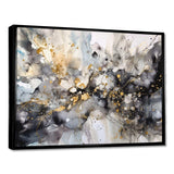 Grey Gold Delicate Abstract Brushstrokes II - Abstract Canvas Wall Art