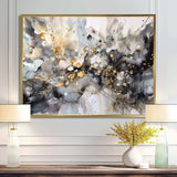 Grey Gold Delicate Abstract Brushstrokes II - Abstract Canvas Wall Art