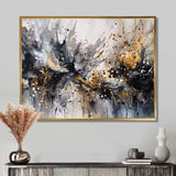 Grey Gold Delicate Abstract Brushstrokes III - Abstract Canvas Wall Art