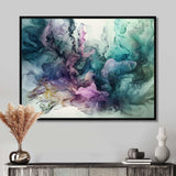 Green Purple Marbled Symphony - Abstract Canvas Wall Art