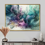 Green Purple Marbled Symphony - Abstract Canvas Wall Art